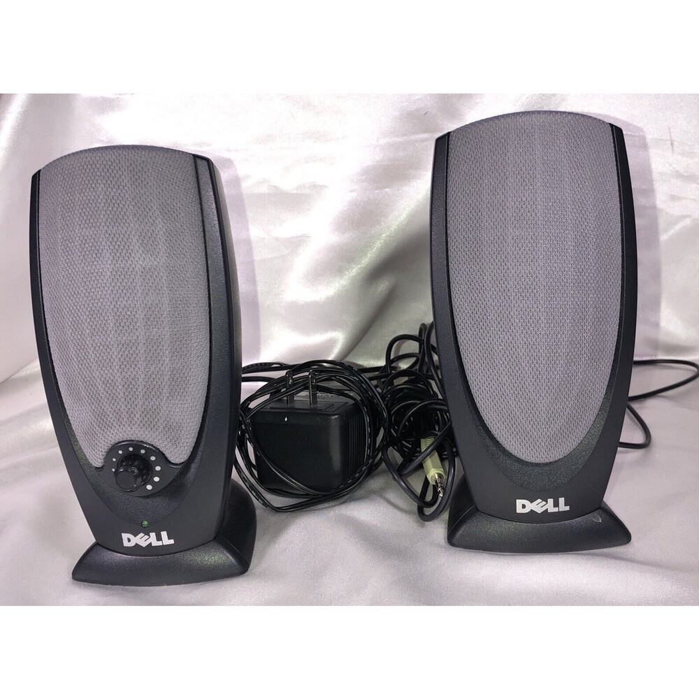 Dell Computer PC Speakers A215 Stereo Tested Working w/ Power Adapter